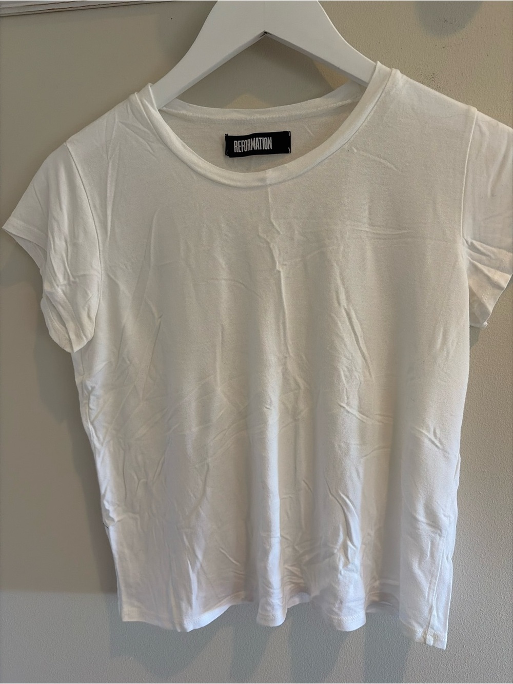 Reformation White Short-Sleeve Crew Tee